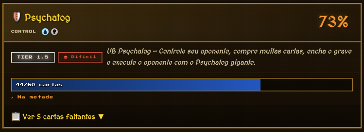 Resultados de compatibilidade e cartas faltantes